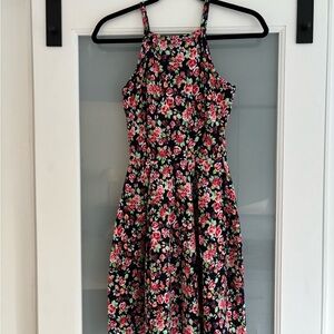 Aqua Red and Black Halter Sundress Mini